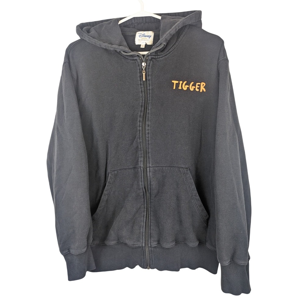 Disney Giordano Tigger Black Hooded Zip Sweatshirt‎ L Halloween Graphic